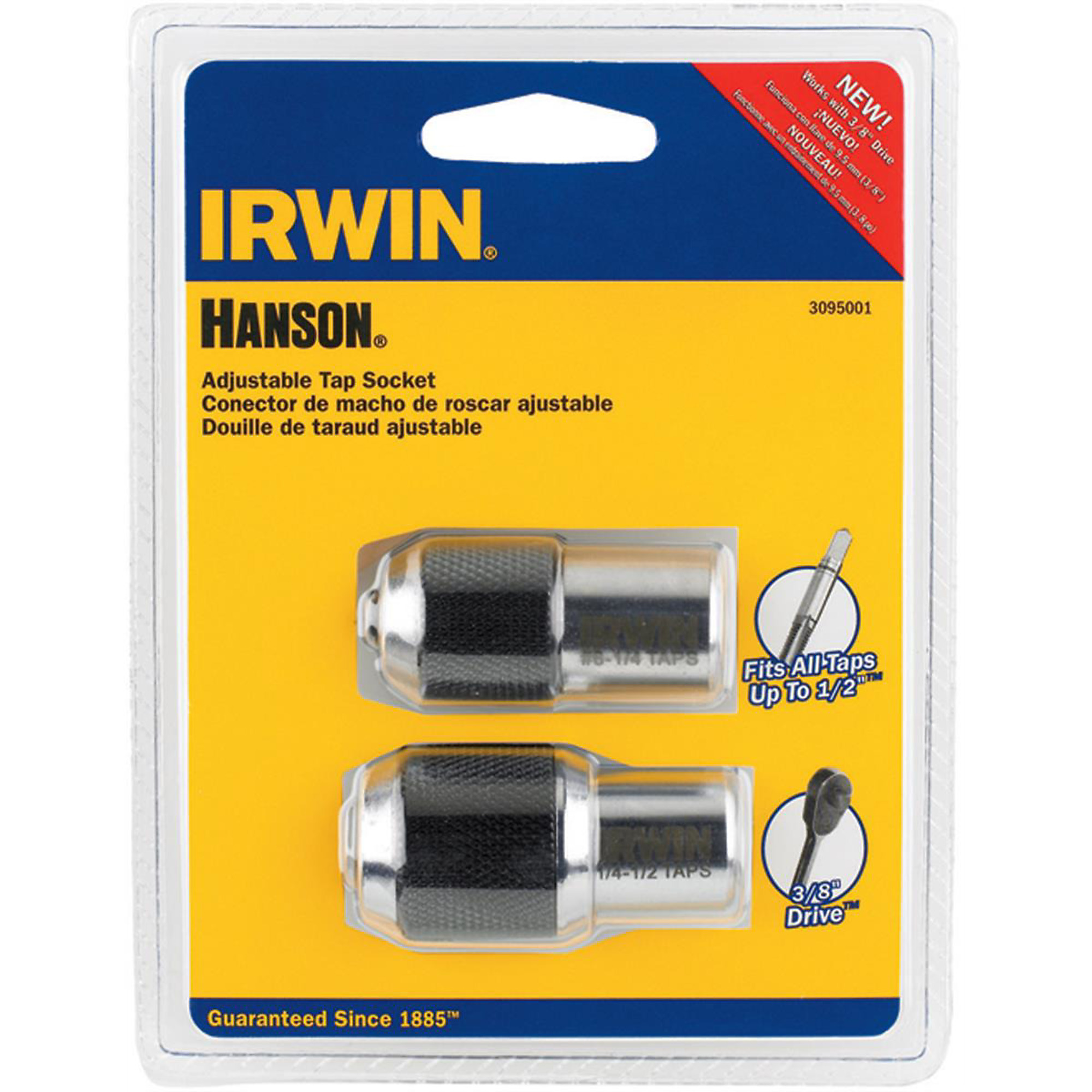 Hanson Adjustable Tap Sockets — 2-Piece, 3/8in. Drive, Model# HAN3095001